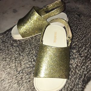 Mini Melissa Gold Glitter Slides Toddler Size 9